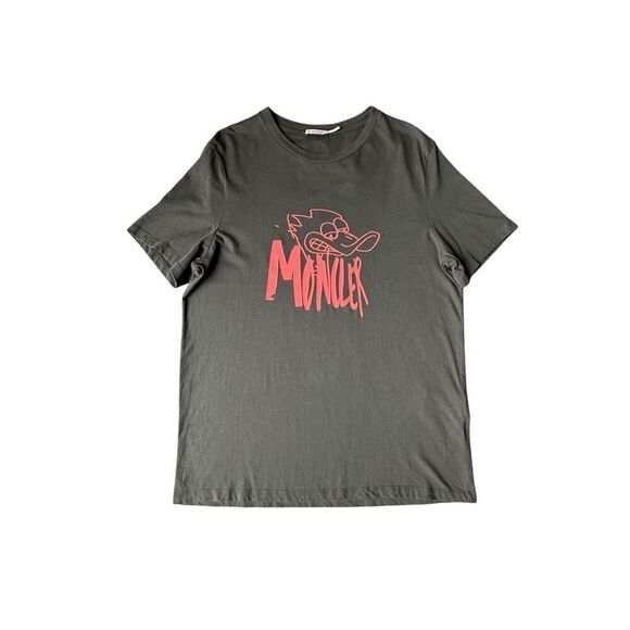 MONCLER Men’s Gray Duck Logo Graphic Print T-Shirt - Picture 8 of 13